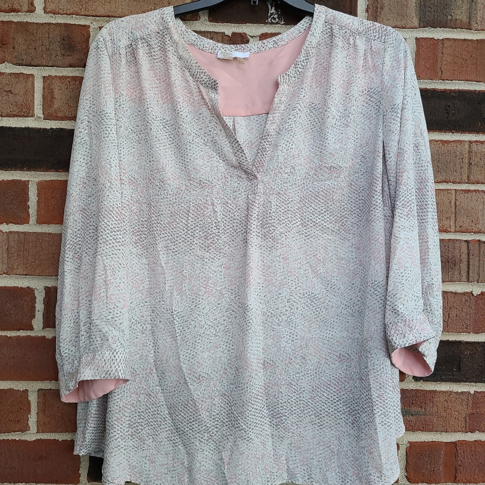 Dahlia Pink Gray Print Blouse
